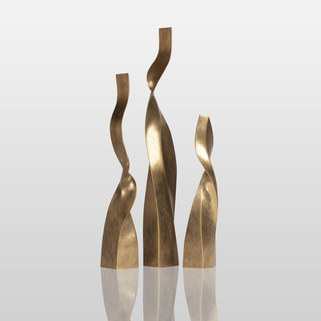 PREMIER 3 Piece Modern Golden Sculpture Set for Garden, Patio and Luxury Landscape Decor PSB-176