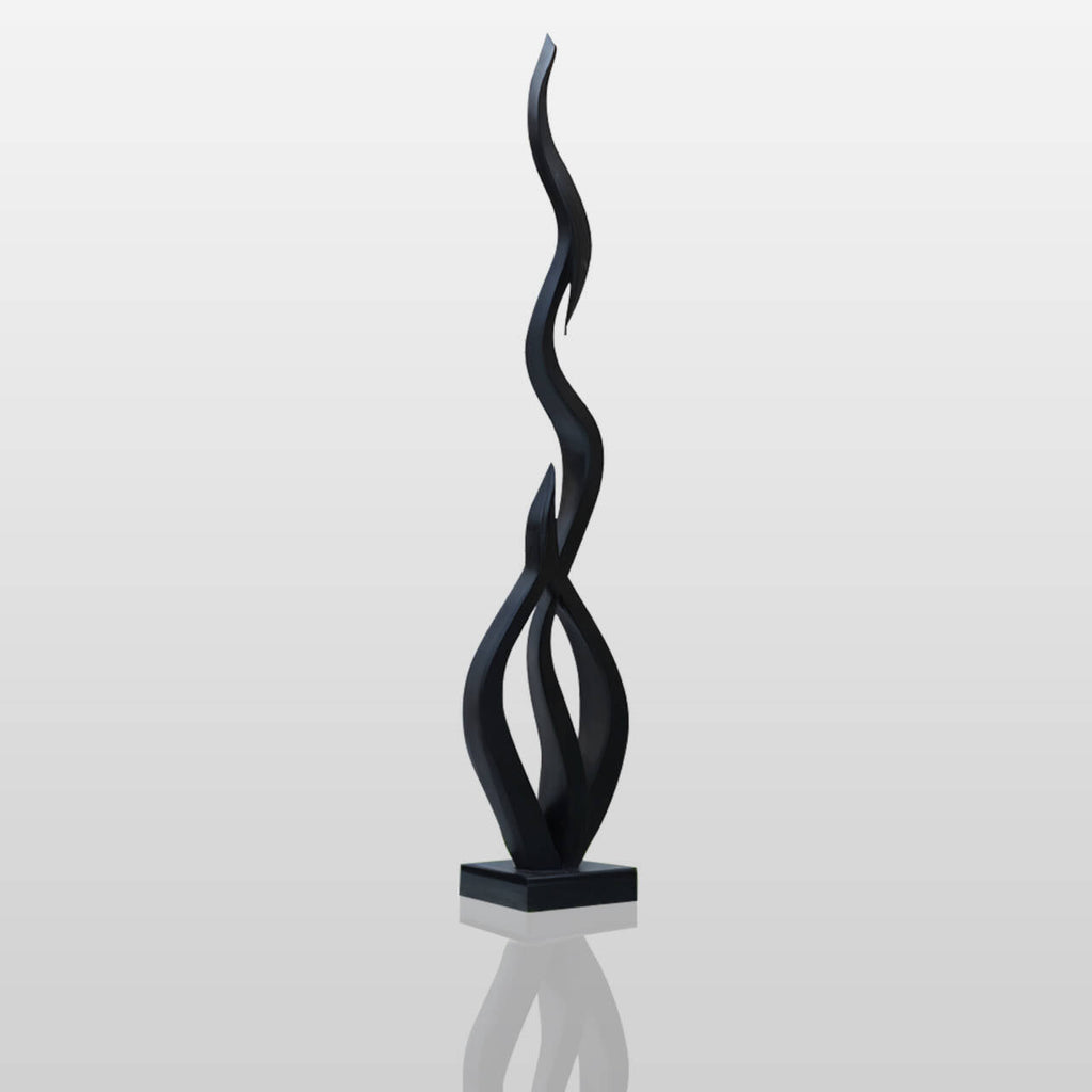 PREMIER Abstract Black Flame Sculpture in Stainless Steel for Villa Courtyards, Luxury Entryways or Gardens PSSS-273