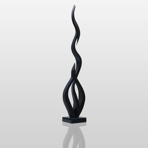 PREMIER Abstract Black Flame Sculpture in Stainless Steel for Villa Courtyards, Luxury Entryways or Gardens PSSS-273
