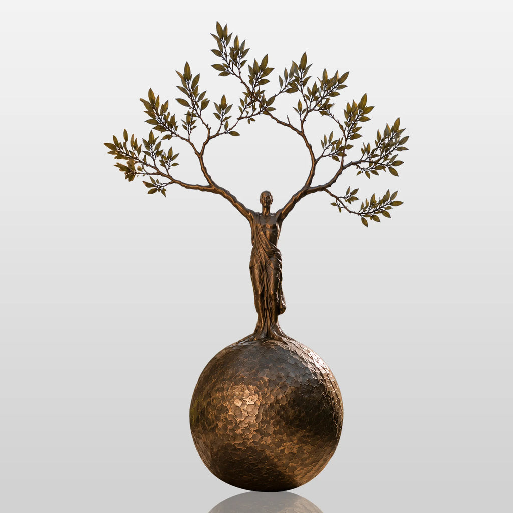PREMIER Abstract Bronze Sculpture in Human Tree Sphere Design for Backyard, Public Plaza or Church Garden PSB-206