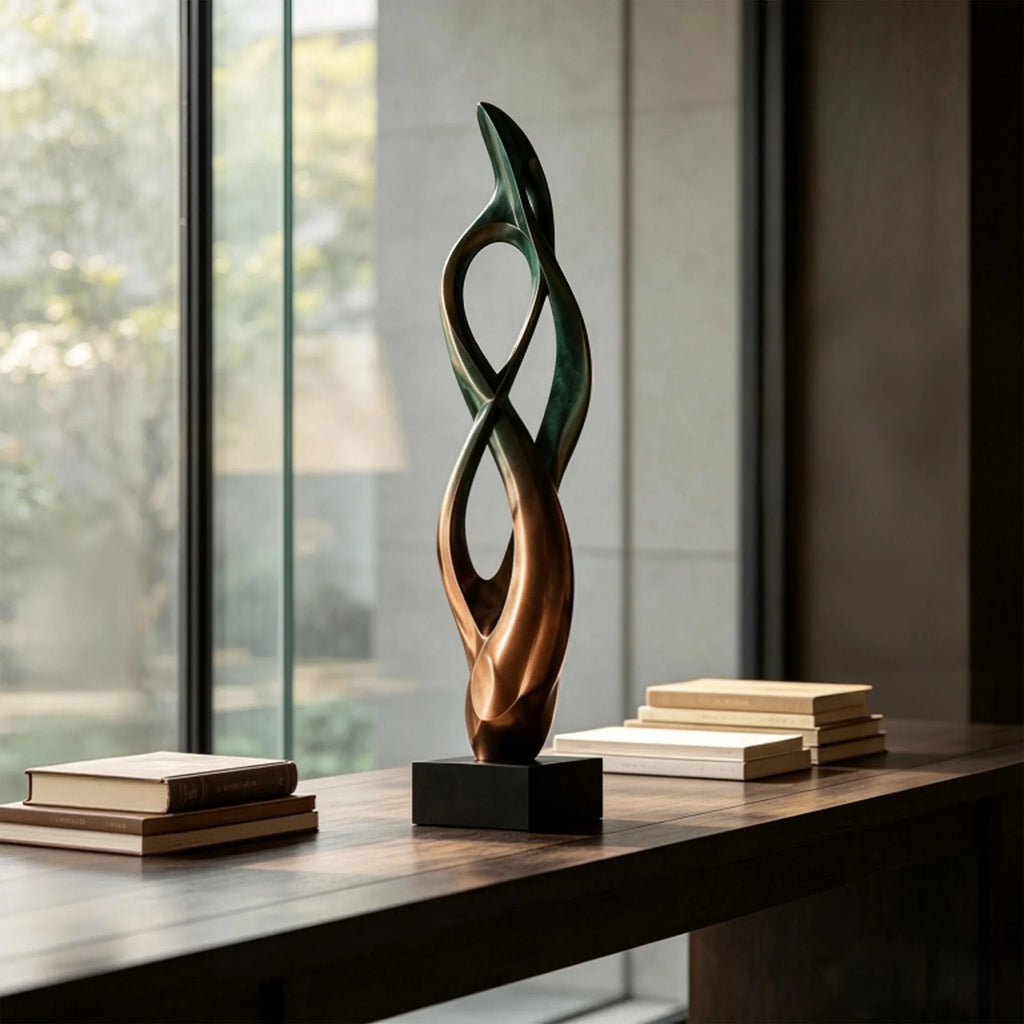 PREMIER Abstract Bronze Table Top Sculpture with a Gradient Finish for Study Desk, Bar Top or Window Sill PSB-221