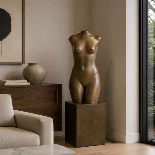 PREMIER Abstract Female Torso Sculpture in Bronze for Living Rooms, Villa Interiors, Hotel Lobbies PSB-175