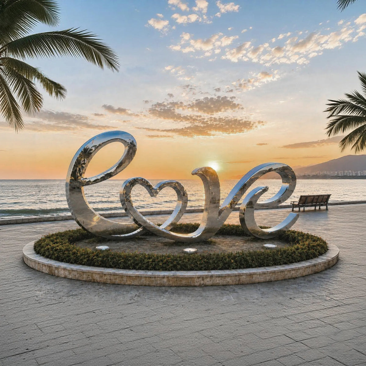 PREMIER Abstract LOVE Sculpture in Stainless Steel for Seaside Promenade, Wedding Venue or Coastal Resort PSSS-290