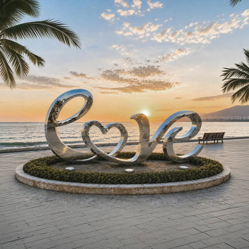 PREMIER Abstract LOVE Sculpture in Stainless Steel for Seaside Promenade, Wedding Venue or Coastal Resort PSSS-290