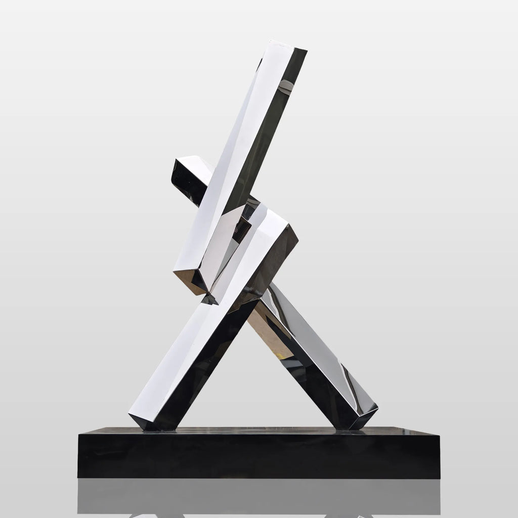 PREMIER Abstract Polished Geometric Stainless Steel Sculpture for Urban Plaza, Corporate Building Decor PSSS-242