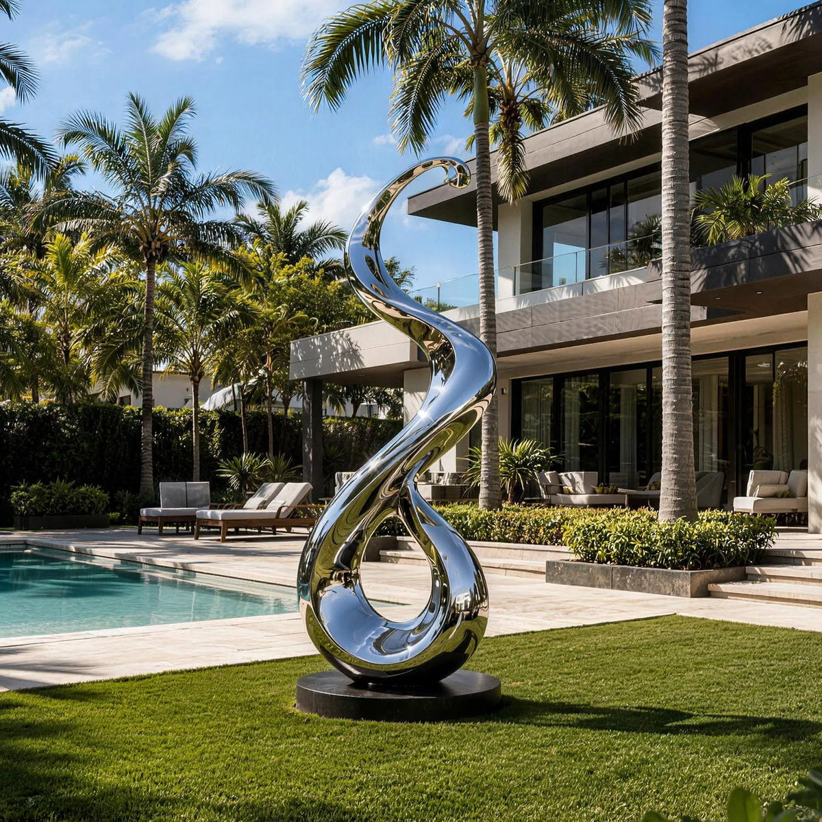 PREMIER Abstract Stainless Steel Sculpture for Garden Poolside, Resort Patio or Coastal Backyard PSSS-292