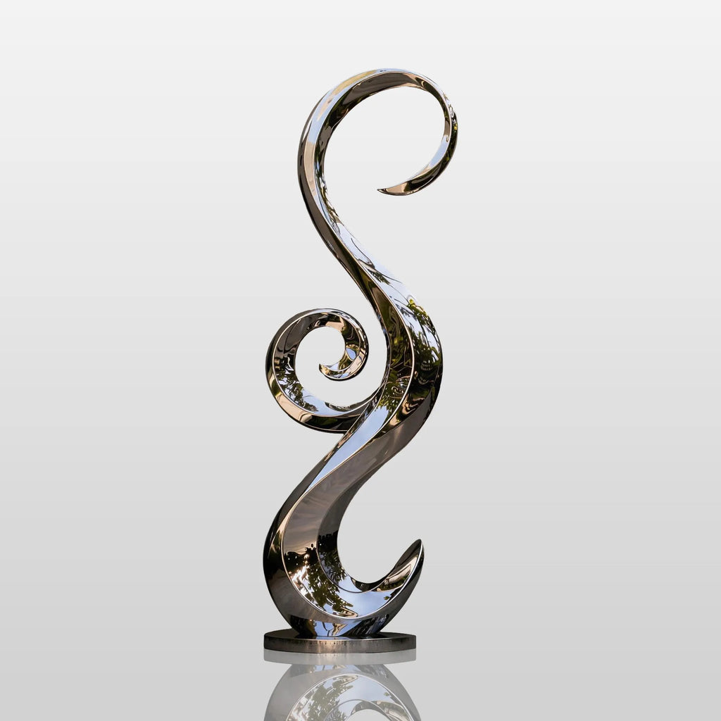 PREMIER Abstract Stainless Steel Sculpture with S Spiral Design for Patio, Porch or Water Feature PSSS-310