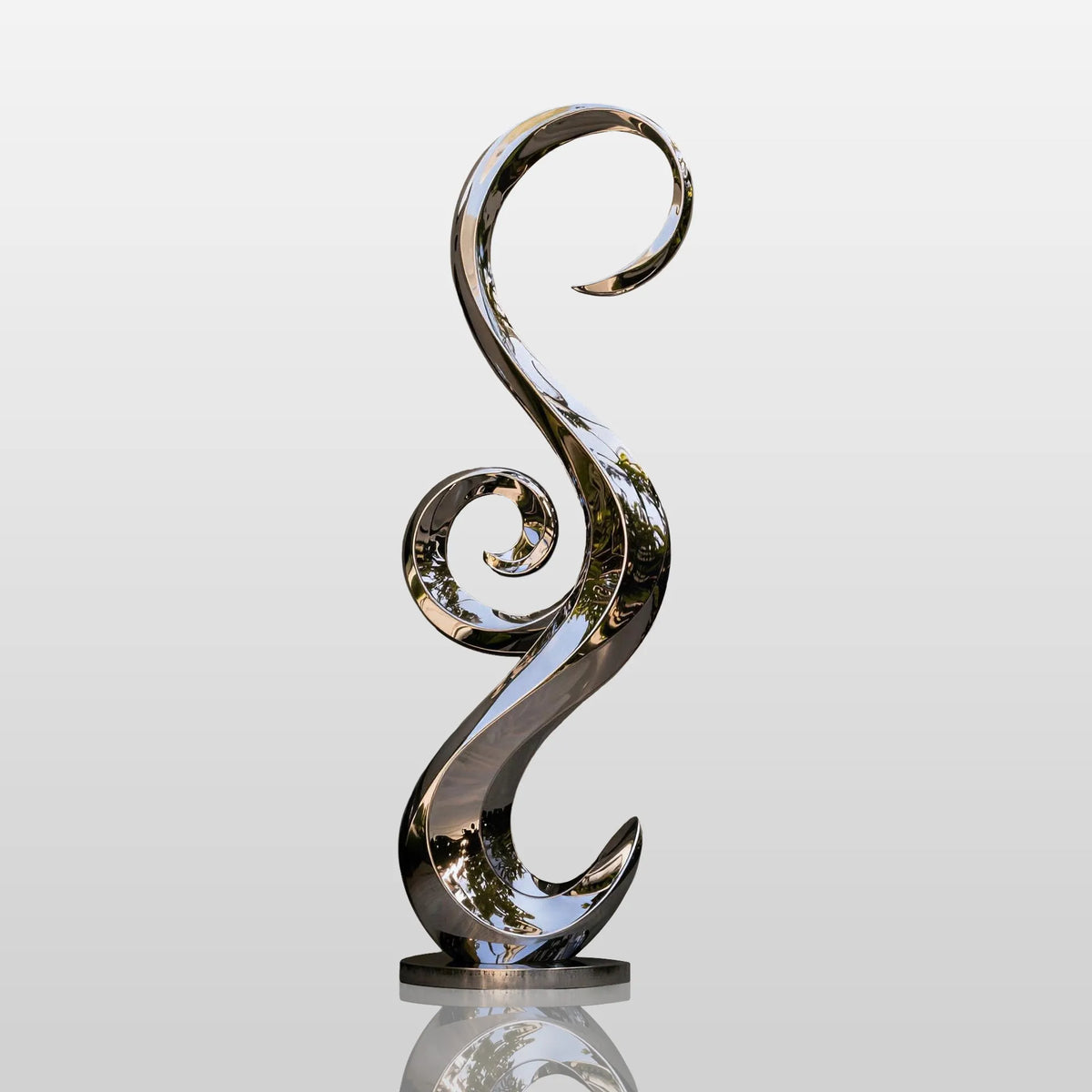 PREMIER Abstract Stainless Steel Sculpture with S Spiral Design for Patio, Porch or Water Feature PSSS-310