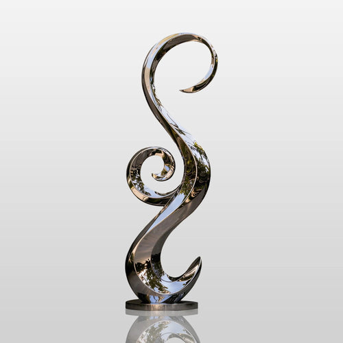 PREMIER Abstract Stainless Steel Sculpture with S Spiral Design for Patio, Porch or Water Feature PSSS-310