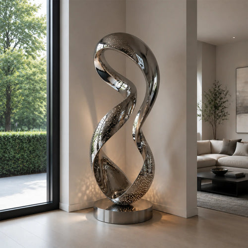 PREMIER Abstract Stainless Steel Sculpture with Twist Design for Living Room, Hotel Lobby or Foyer PSSS-312