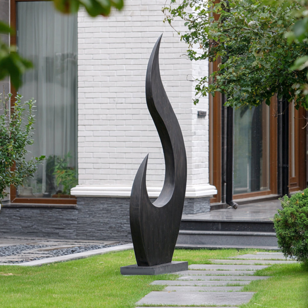 PREMIER Abstract Stainless Steel Sculpture with Twisted Flame Design for Modern Courtyards, Building Entrances PSSS-236