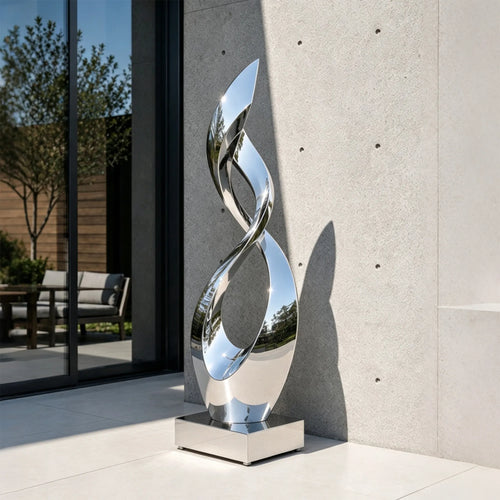 PREMIER Abstract Stainless Steel Sculpture with Twisted Loop Design for Entrance, Poolside or City Plaza PSSS-323