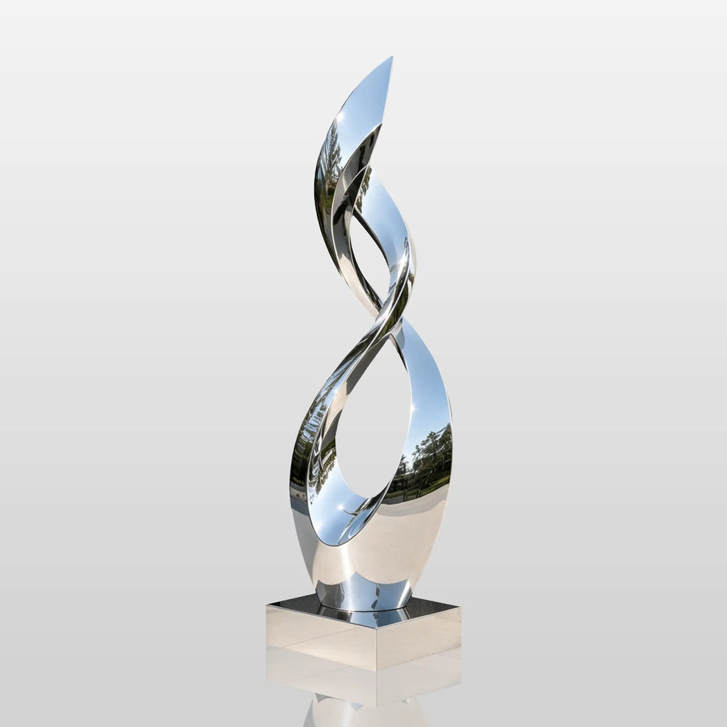 PREMIER Abstract Stainless Steel Sculpture with Twisted Loop Design for Entrance, Poolside or City Plaza PSSS-323