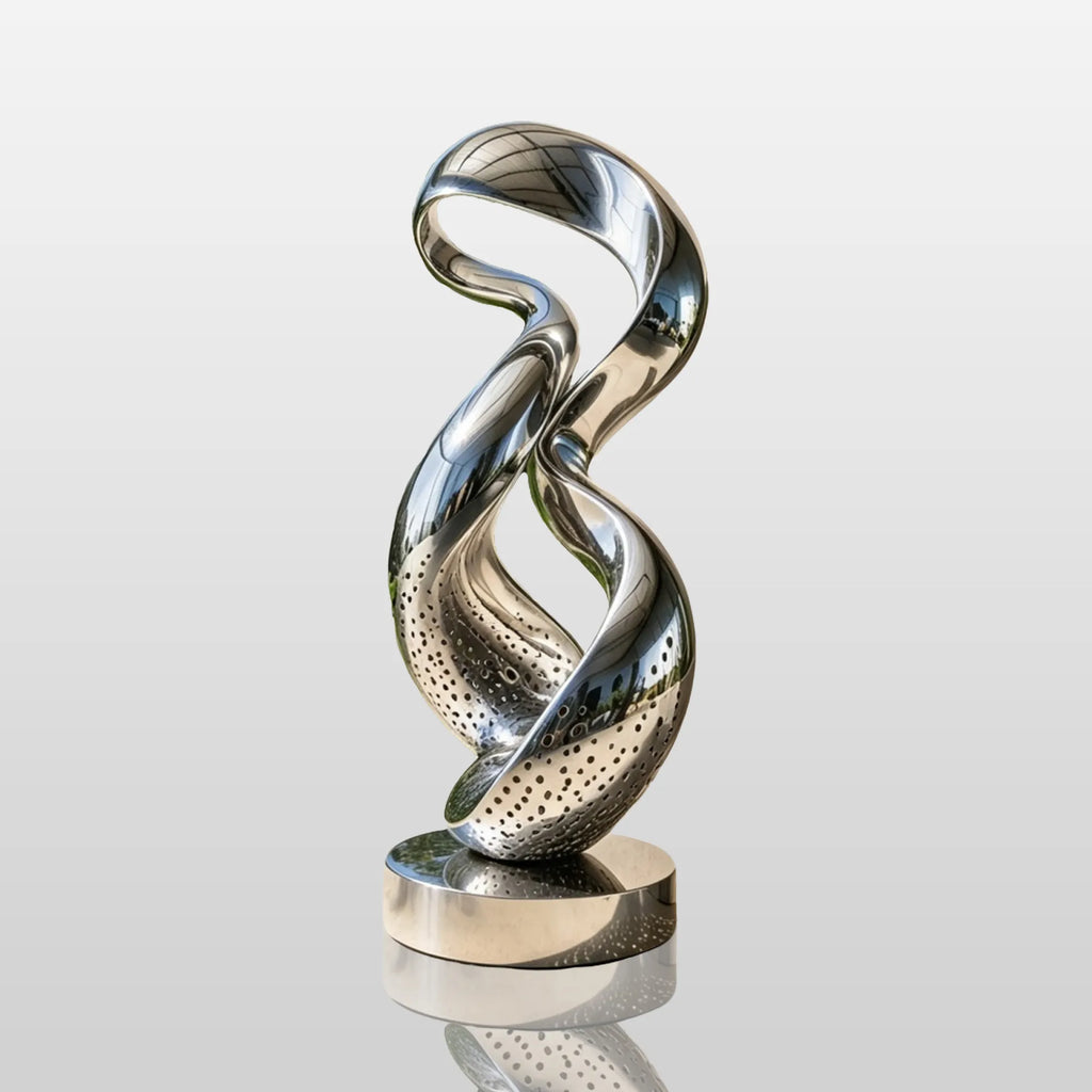 PREMIER Abstract Stainless Steel Sculpture with Twisted Ring Design for Backyard, Patio or Hotel Entrance PSSS-315