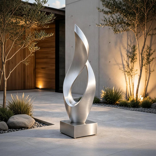 PREMIER Abstract Stainless Steel Twist Sculpture for Home Courtyard, Front Entry or Office Garden PSSS-330