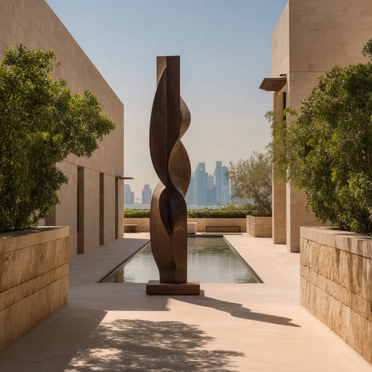 PREMIER Abstract Twisted Bronze Sculpture with Minimalist Vertical Design Suitable for Outdoor Walkways or Modern Courtyards PSB-160