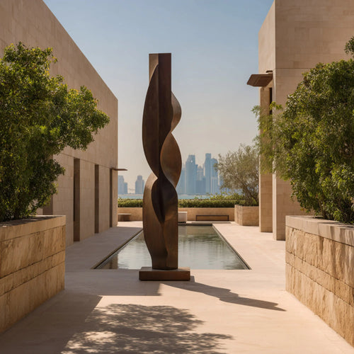 PREMIER Abstract Twisted Bronze Sculpture with Minimalist Vertical Design Suitable for Outdoor Walkways or Modern Courtyards PSB-160