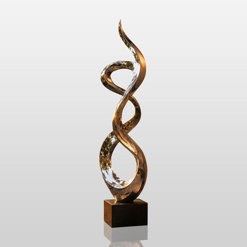 PREMIER Abstract Twisted Sculpture in Polished Stainless Steel for Gardens, Courtyards, Walkways, Entrances or Terraces PSSS-283