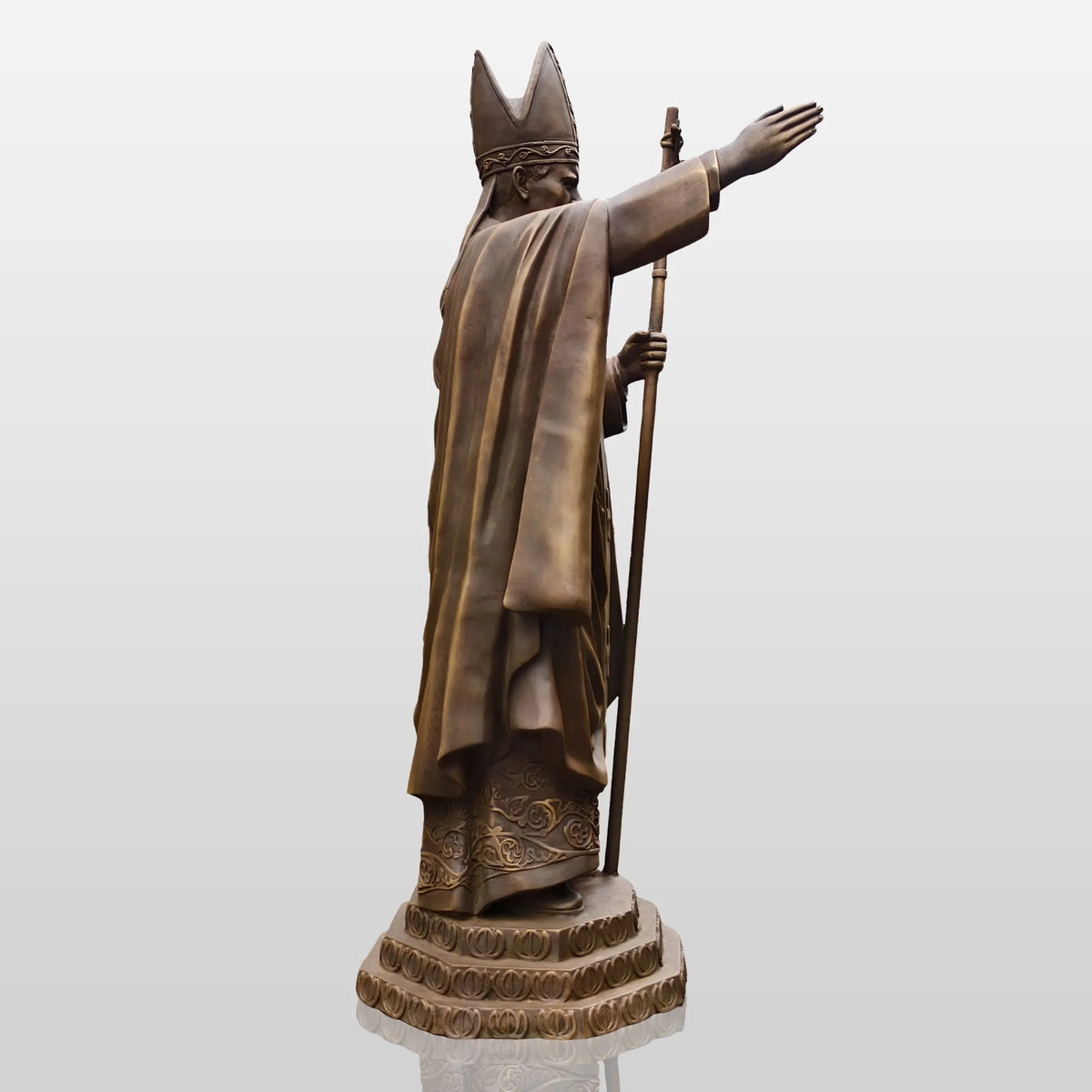 PREMIER Alive Bronze Statue with Lifelike Pope John Paul II Image Perfect for Church Squares, Memorial Parks and Religious Spaces PSB-147
