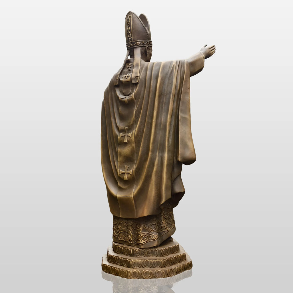 PREMIER Alive Bronze Statue with Lifelike Pope John Paul II Image Perfect for Church Squares, Memorial Parks and Religious Spaces PSB-147