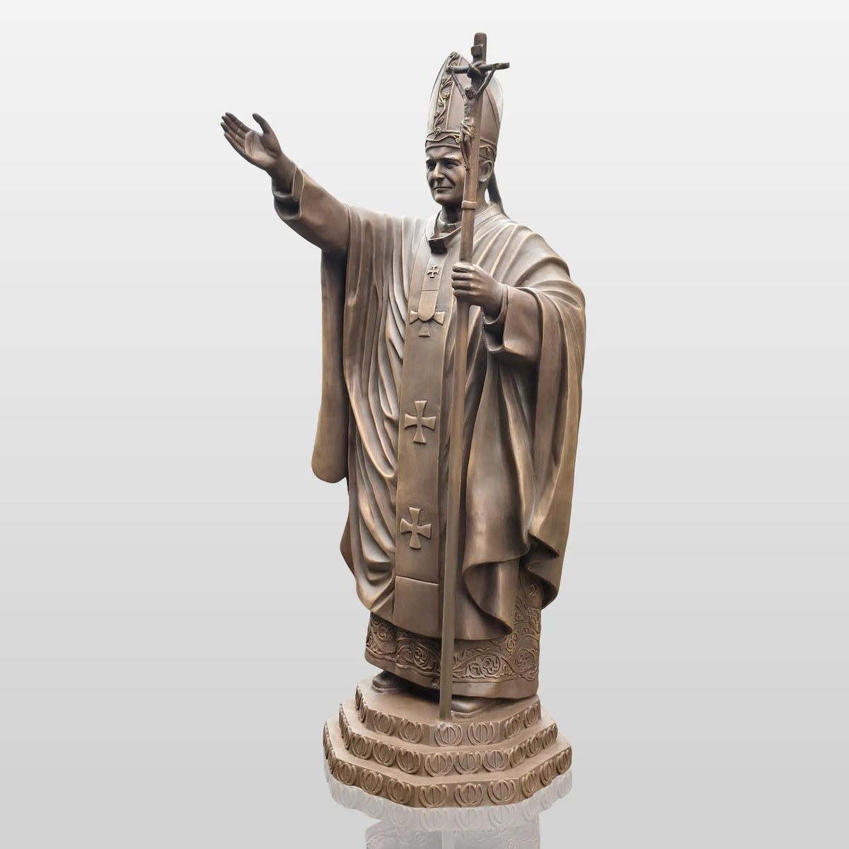 PREMIER Alive Bronze Statue with Lifelike Pope John Paul II Image Perfect for Church Squares, Memorial Parks and Religious Spaces PSB-147