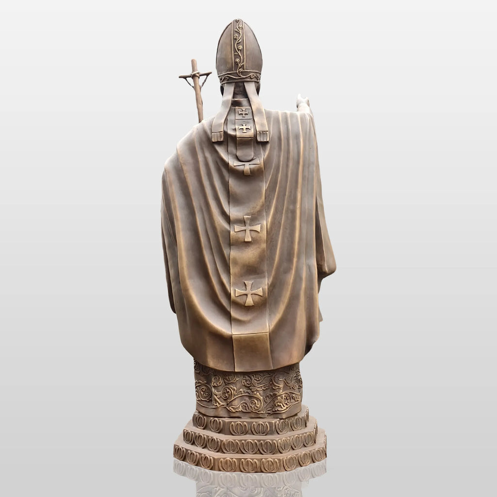 PREMIER Alive Bronze Statue with Lifelike Pope John Paul II Image Perfect for Church Squares, Memorial Parks and Religious Spaces PSB-147