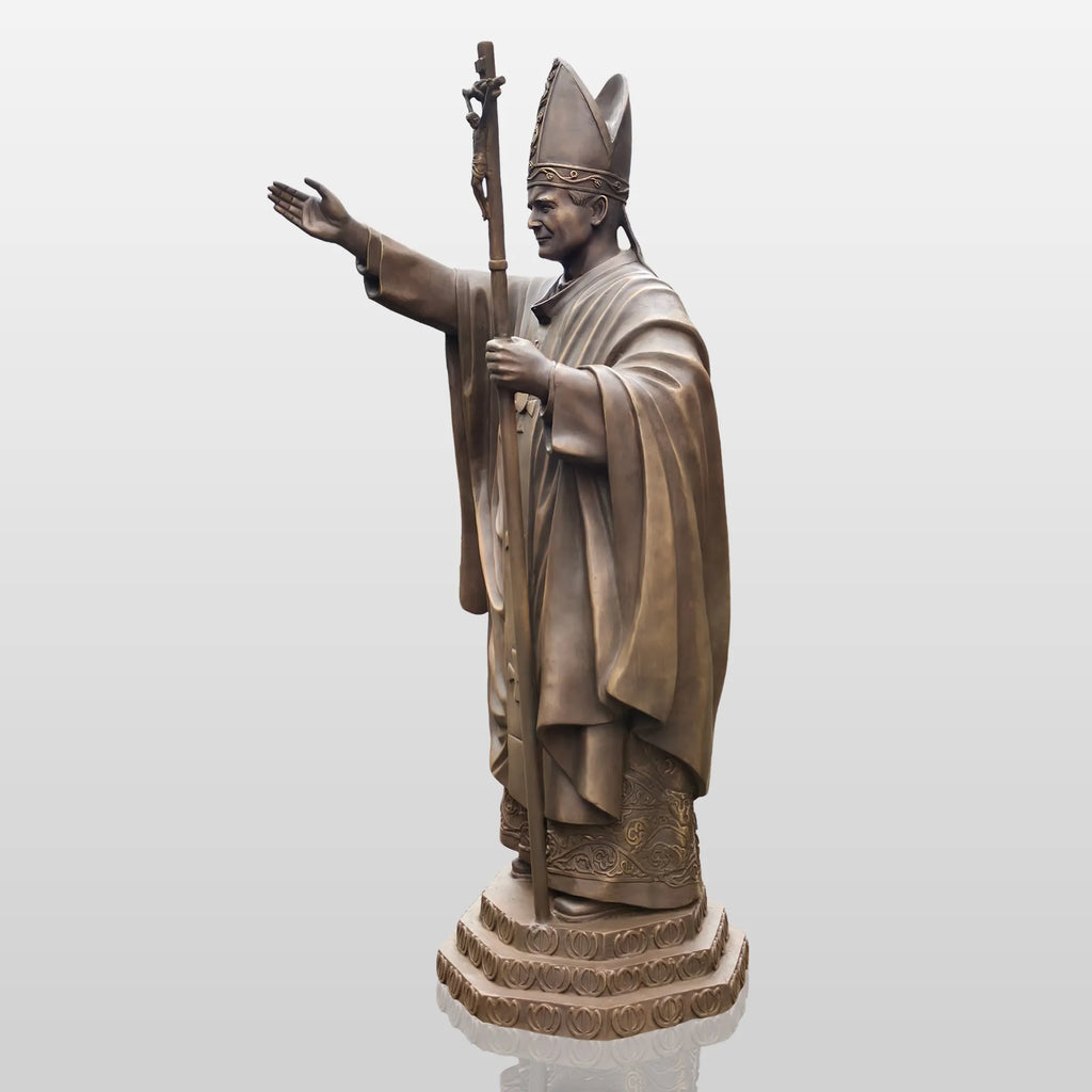 PREMIER Alive Bronze Statue with Lifelike Pope John Paul II Image Perfect for Church Squares, Memorial Parks and Religious Spaces PSB-147