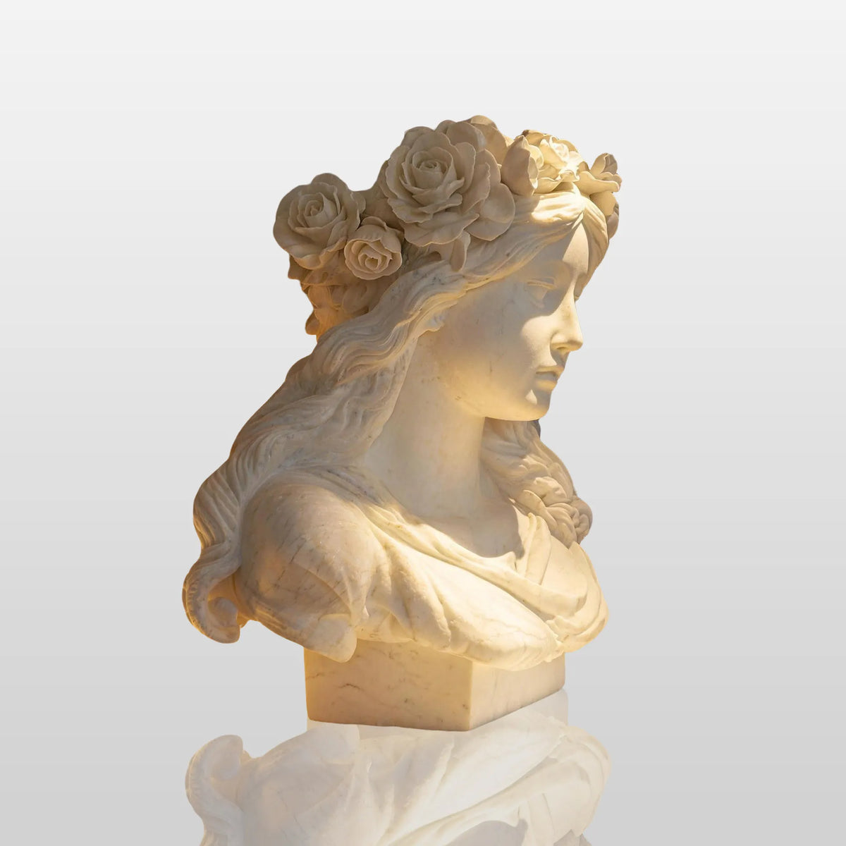 PREMIER Beautiful Female Marble Bust Statue with Refined Design Perfect for Entryway, Study Bookshelf, or Other Indoor Tables PSM-112