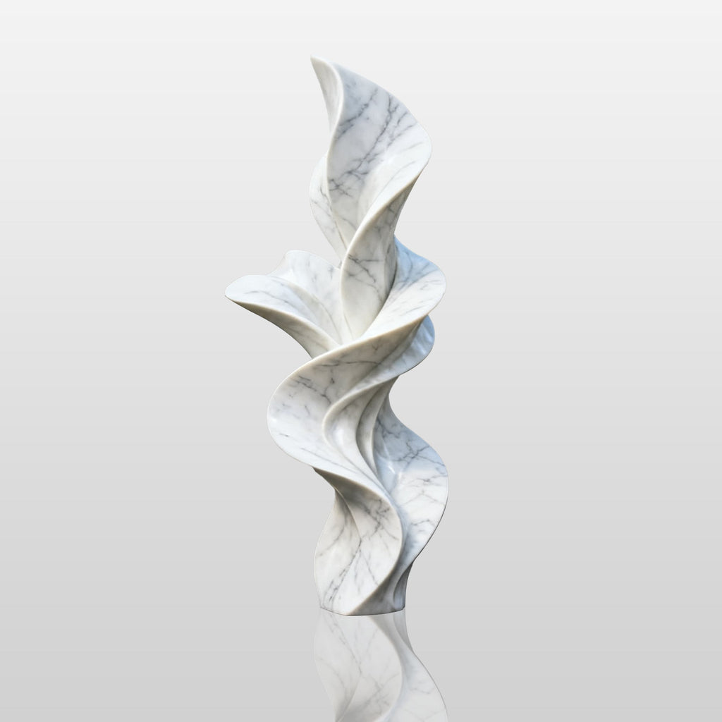 PREMIER Beautiful White Marble Sculpture with Delicate Spiral Flower Design Suitable for Gardens, Luxury Hotel Courtyards PSM-099