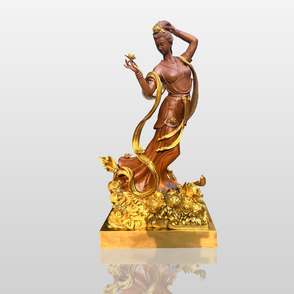 PREMIER Brass Flying Goddess Sculpture with Elegant Artistic Design for Museums, Cultural Halls & Luxury Interiors PSB-138
