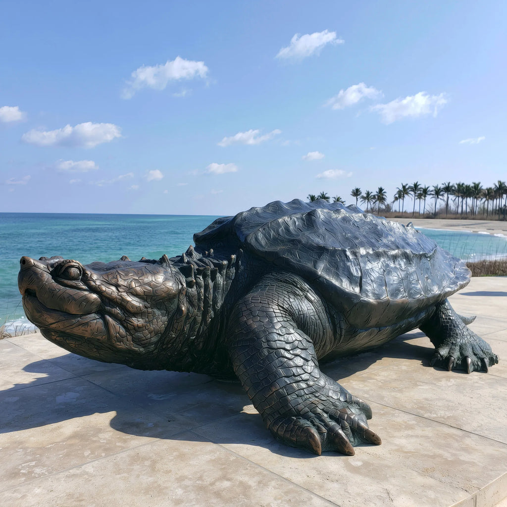 PREMIER Bronze Alligator Snapping Turtle Statue for Pool Edge, Seaside Lawn and Town Open Space PSB-211