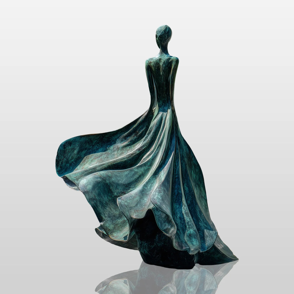 PREMIER Bronze Graceful Lady Sculpture With Flowing Dress Design for Courtyards, Gardens and Luxury Entrances PSB-134