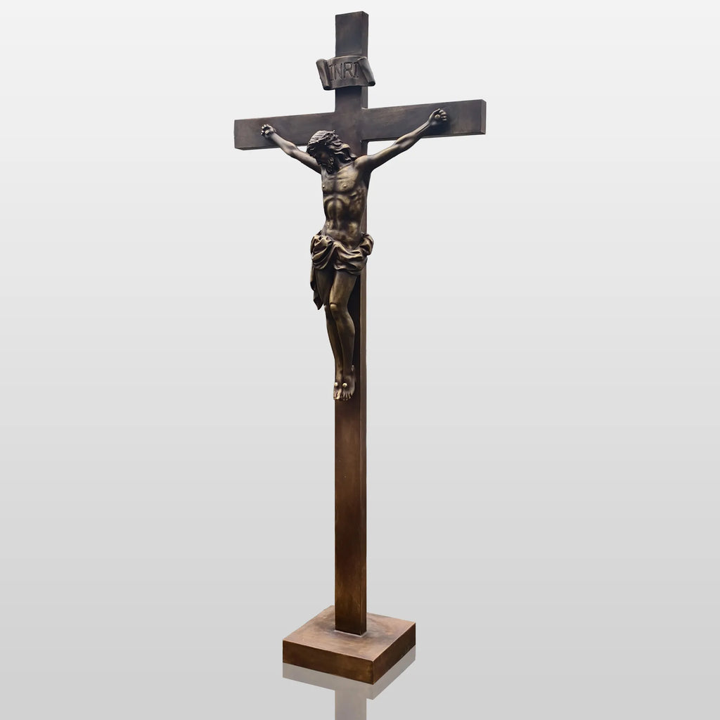 PREMIER Bronze Jesus Crucifix Statue with Sacred Design for Churches, Chapels and Prayer Rooms PSB-136