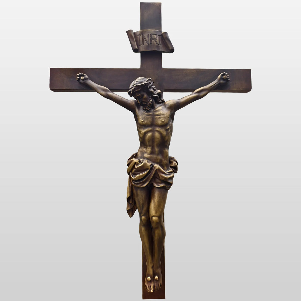 PREMIER Bronze Jesus Crucifix Statue with Sacred Design for Churches, Chapels and Prayer Rooms PSB-136