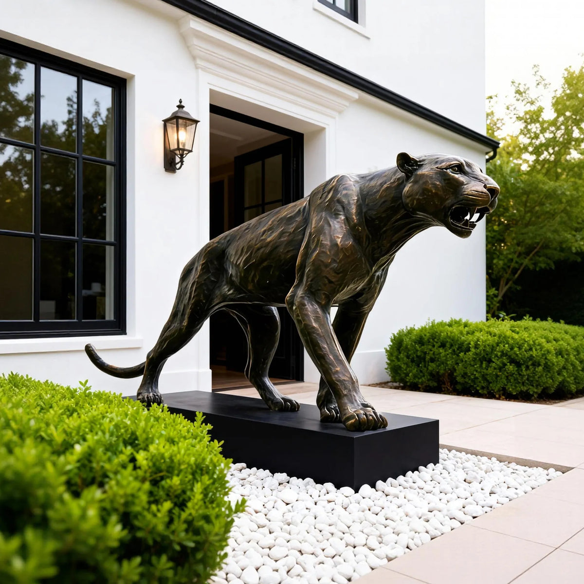PREMIER Bronze Panther Sculpture with Dynamic Design for Entrances, Gardens and Courtyards PSB-137