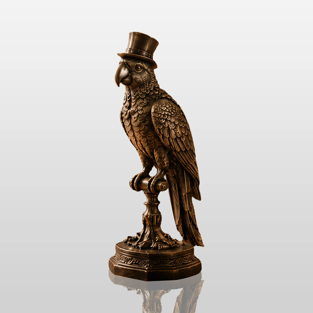 PREMIER Bronze Parrot Table Top Sculpture for Study Bookshelf or Desk and Living Side Table PSB-203