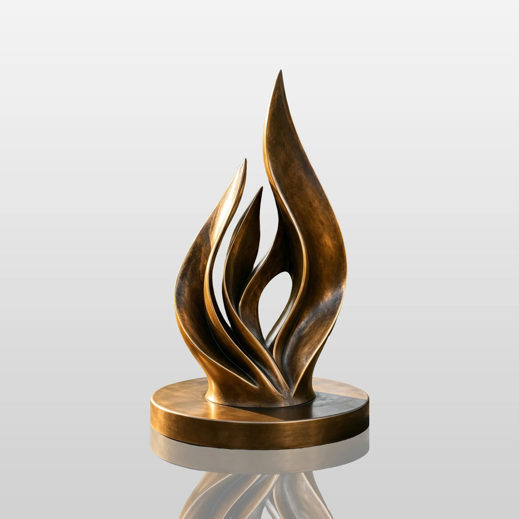 PREMIER Bronze Sculpture with Abstract Flame Design for Backyard, Patio or City Park PSB-233
