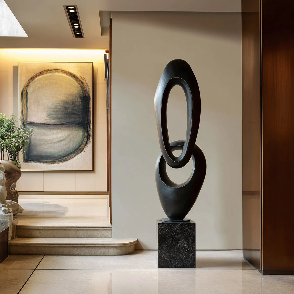 PREMIER Brass Sculpture with Flowing Oval Shapes for Private Villas, Hotel Lobbies and Luxury Art Spaces PSB-126