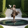 PREMIER Bronze Sculpture with Girl Holding Dove Design for Gardens, Patios, Courtyards and Residential Landscapes PSB-187