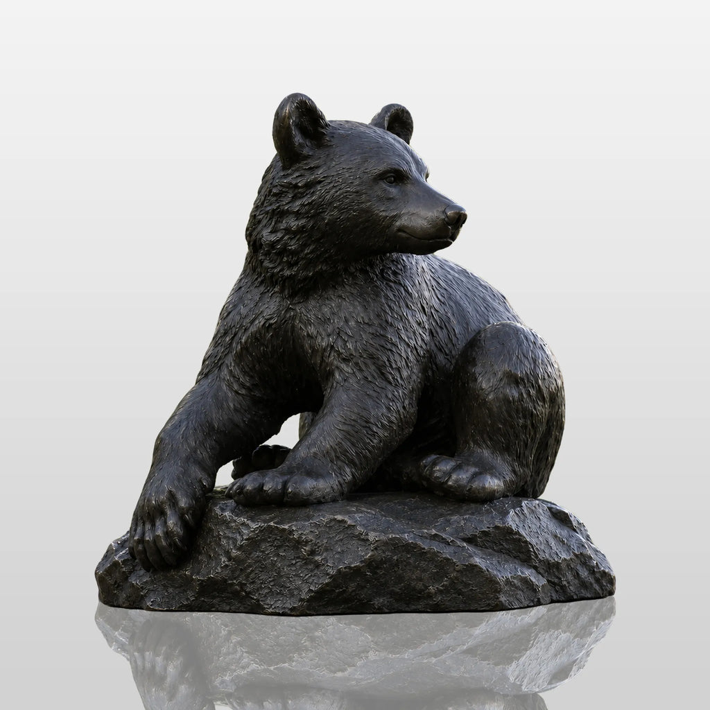 PREMIER Bronze Seated Bear Statue for Community Park, Side Yard or Home Garden PSB-231