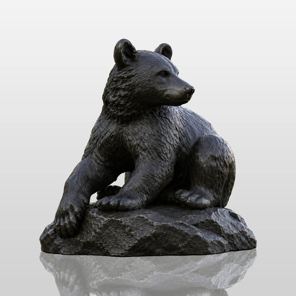 PREMIER Bronze Seated Bear Statue for Community Park, Side Yard or Home Garden PSB-231
