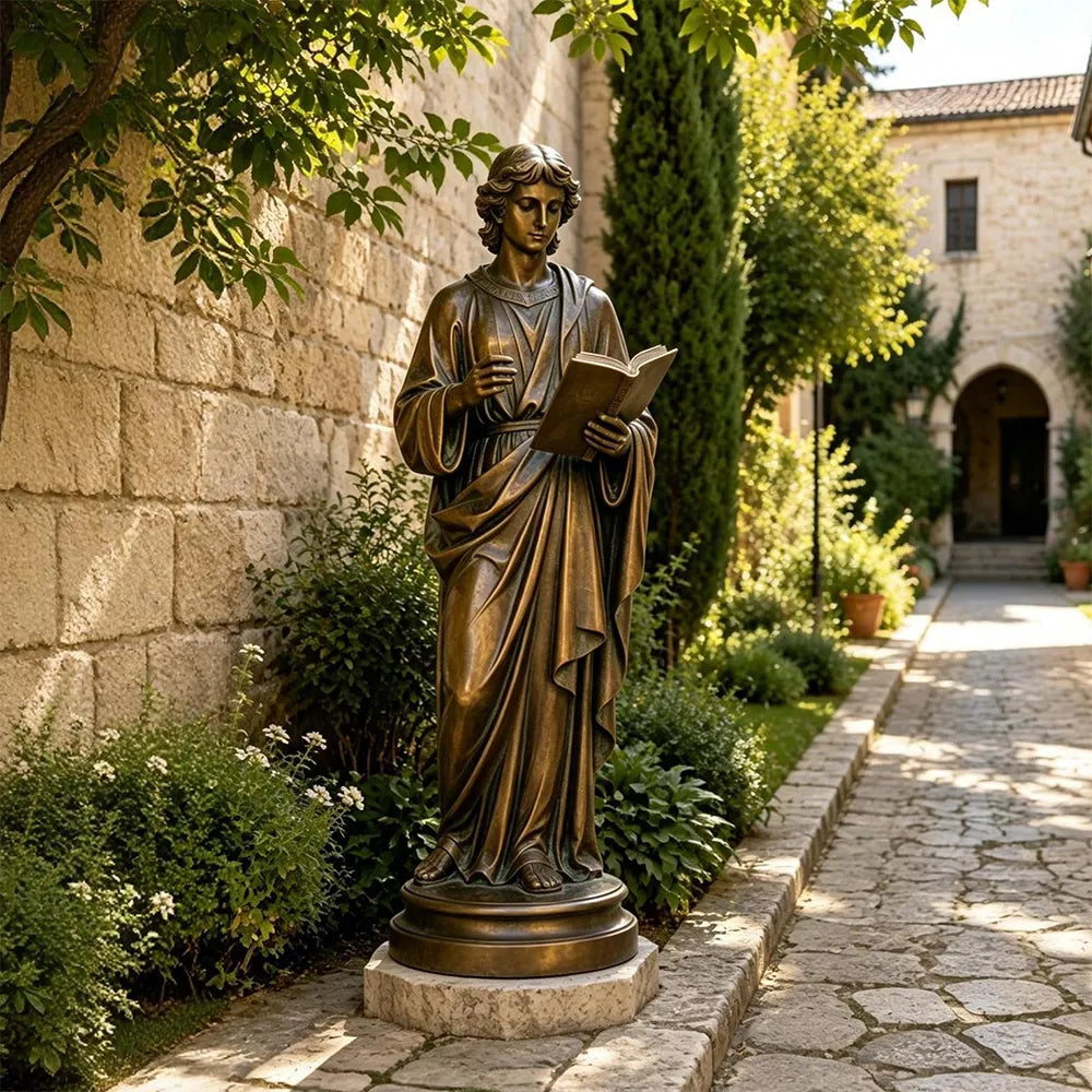 PREMIER Bronze Statue with St. John the Apostle for Chapel Garden, Church Yard or Art Gallery PSB-249