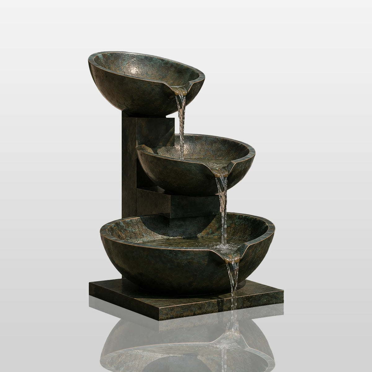 PREMIER Bronze Three Tiered Bowl Fountain for Front Yard, Garden Poolside or Hotel Garden PSB-238