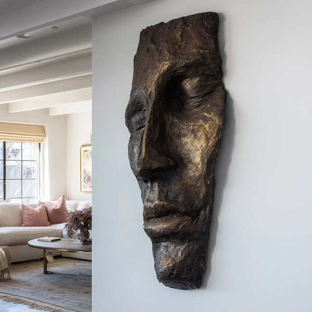 PREMIER Bronze Wall Mask Sculpture with Face Design for Living Rooms, Dining Areas, Entryways, Galleries and Offices PSB-189