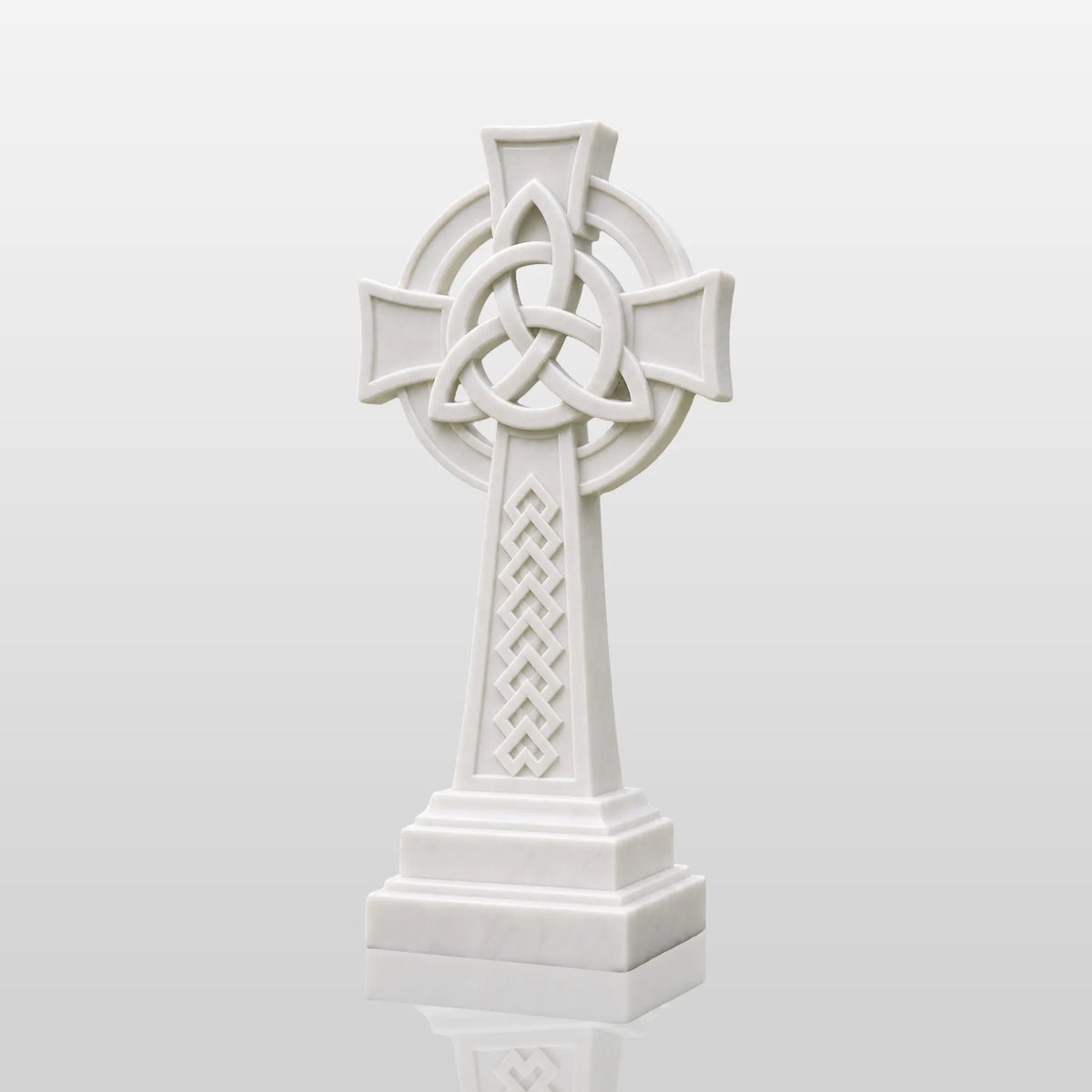 PREMIER Celtic Cross Headstone in White Marble for Catholic Cemetery, Church Graveyard or Funeral Park PSM-196