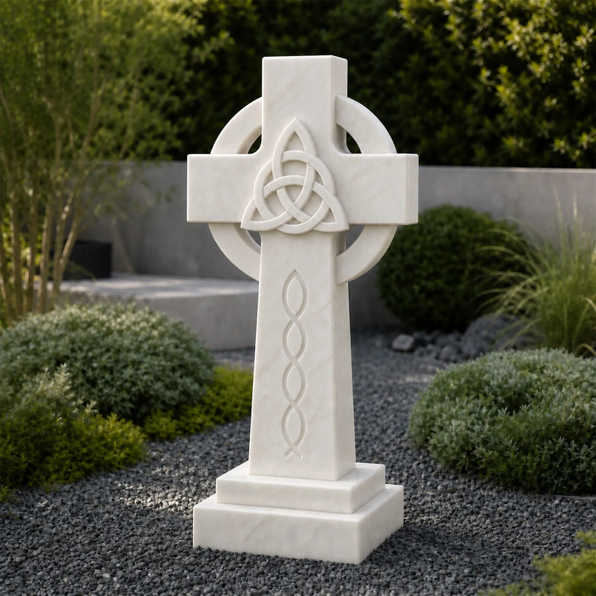 PREMIER Celtic Cross Marble Headstone for Graves, Cemetery, Church or Memorial Garden PSM-195