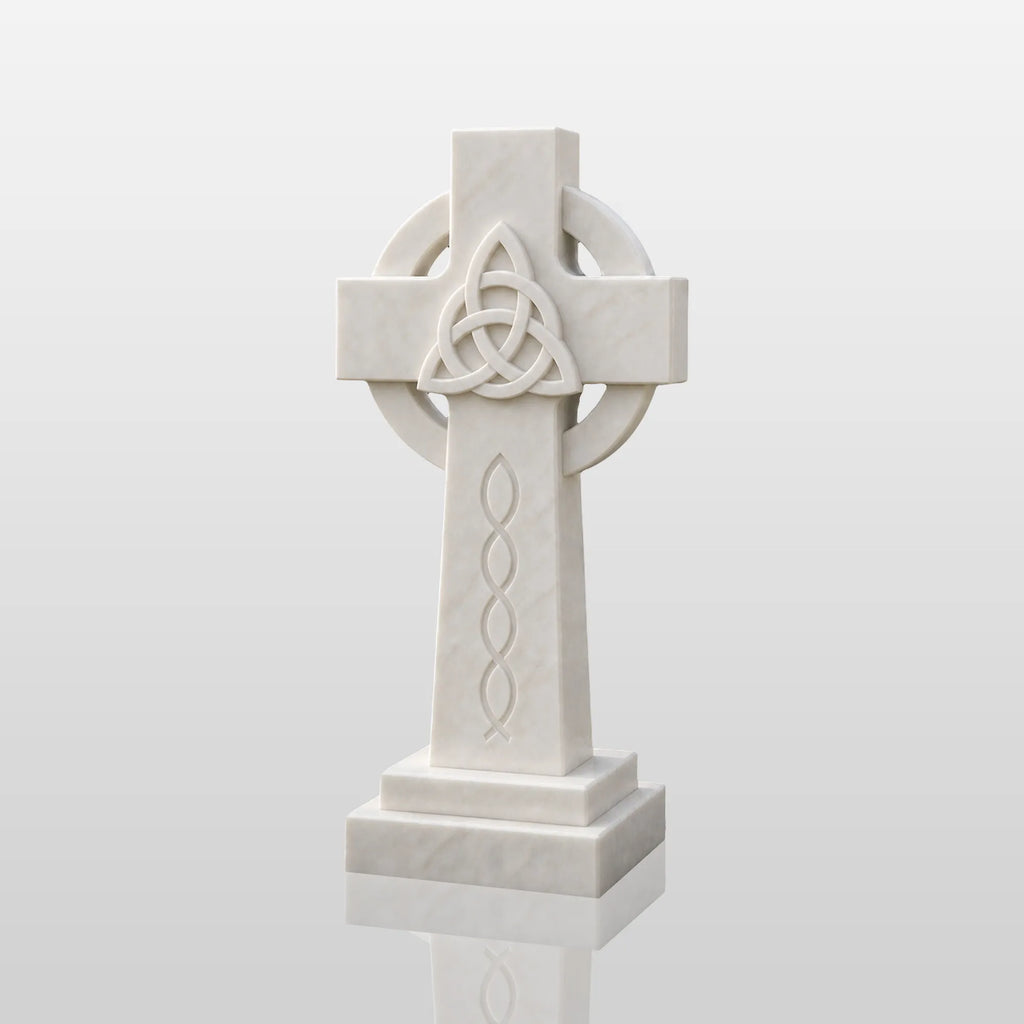 PREMIER Celtic Cross Marble Headstone for Graves, Cemetery, Church or Memorial Garden PSM-195