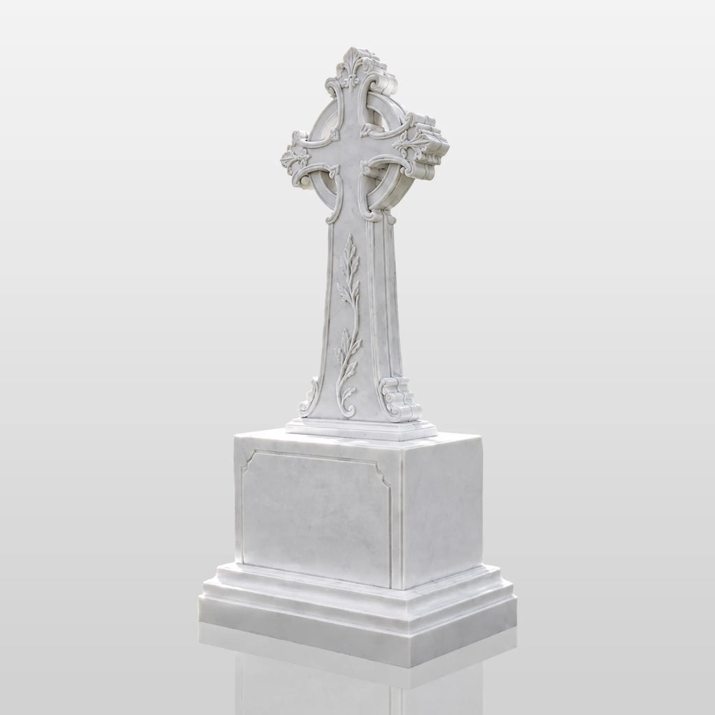 PREMIER Celtic Cross Marble Tombstone for Memorial Park, Catholic Graveyard or Burial Grounds PSM-185