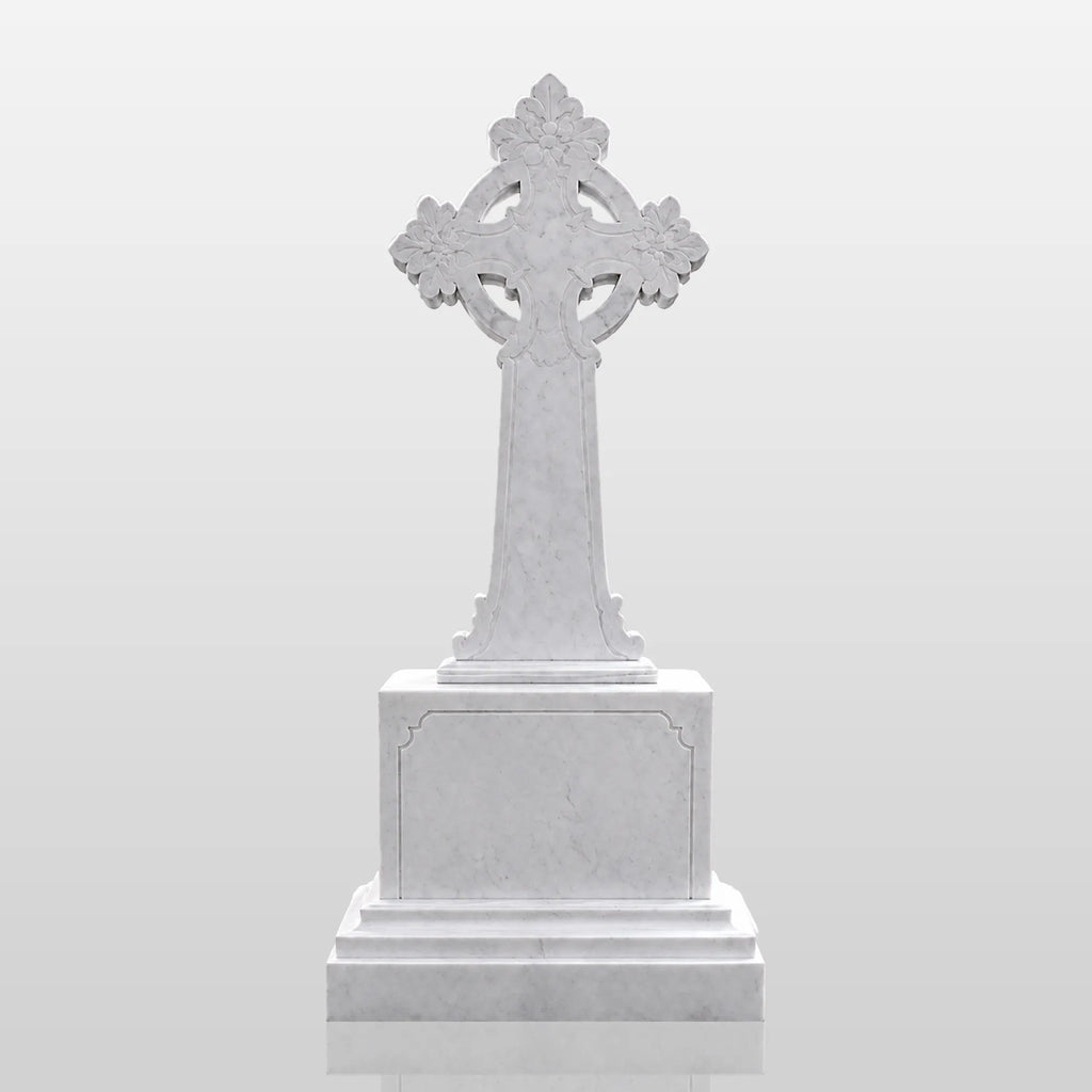 PREMIER Celtic Cross Marble Tombstone for Memorial Park, Catholic Graveyard or Burial Grounds PSM-185