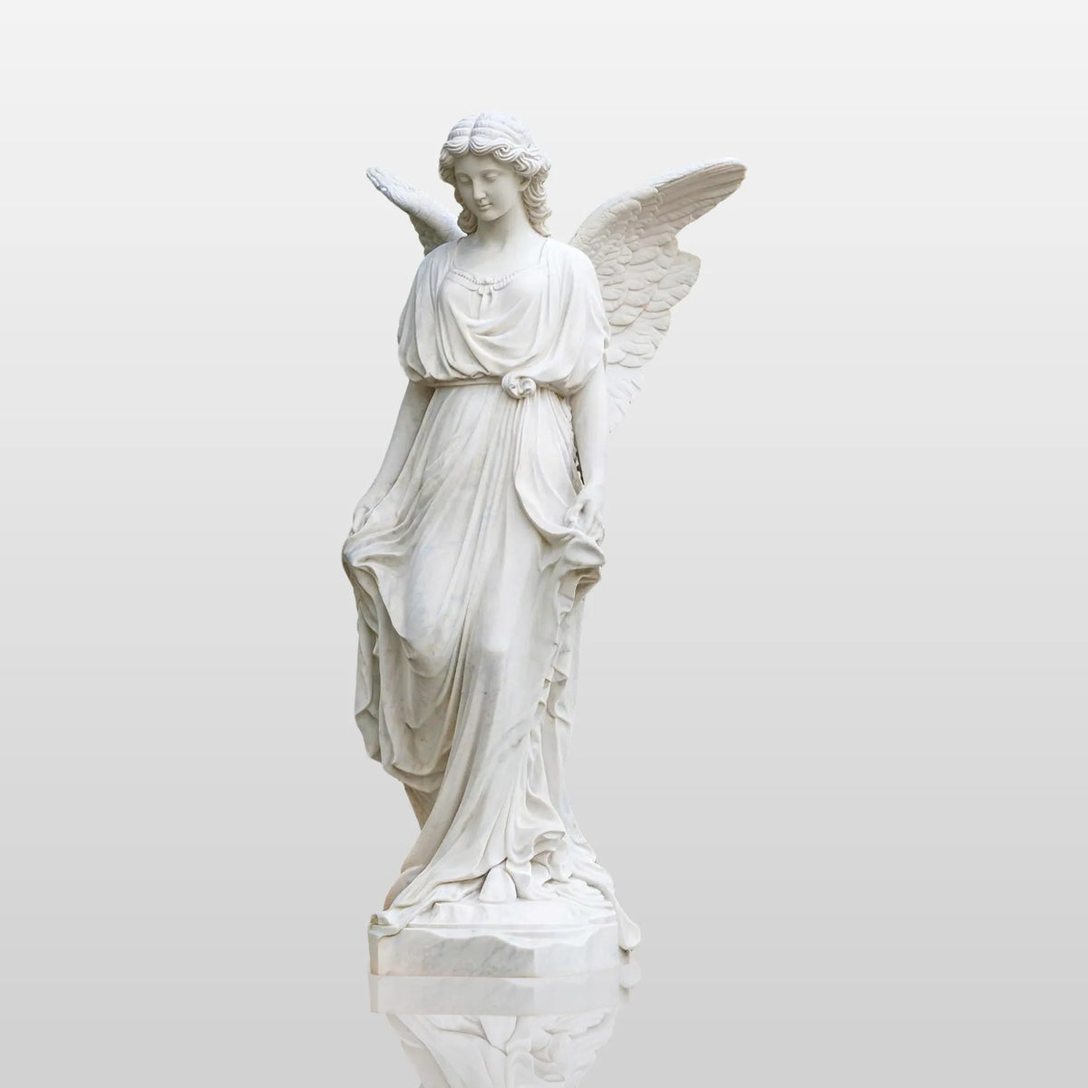 PREMIER Classic Angel Marble Sculpture with Elegant and Delicate Design Ideal for Gardens, Fountains, or Classical Courtyards PSM-111